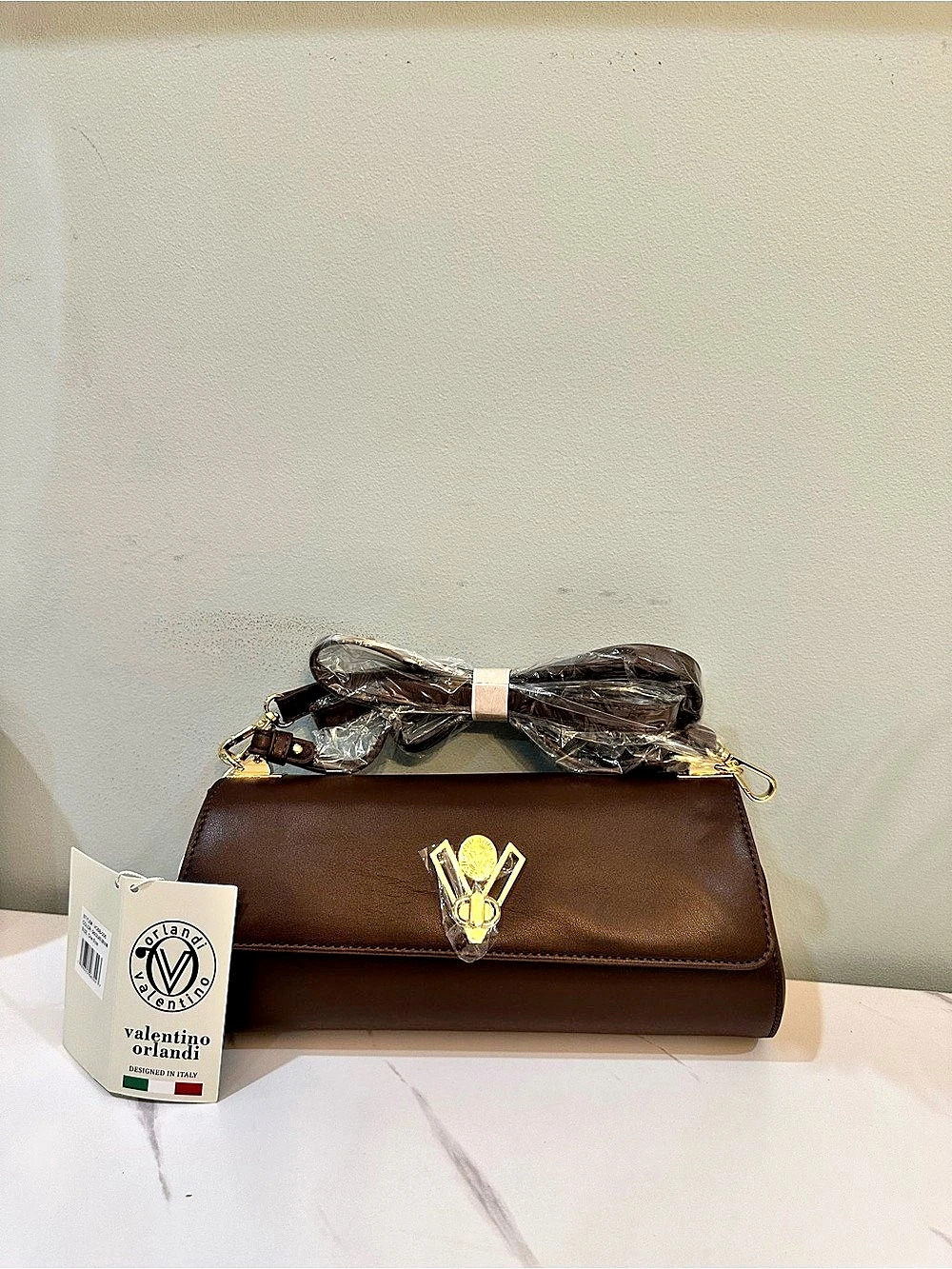 Valentino Orlandi VOS308-00 Small Baguette Handbag Brown Size One Si